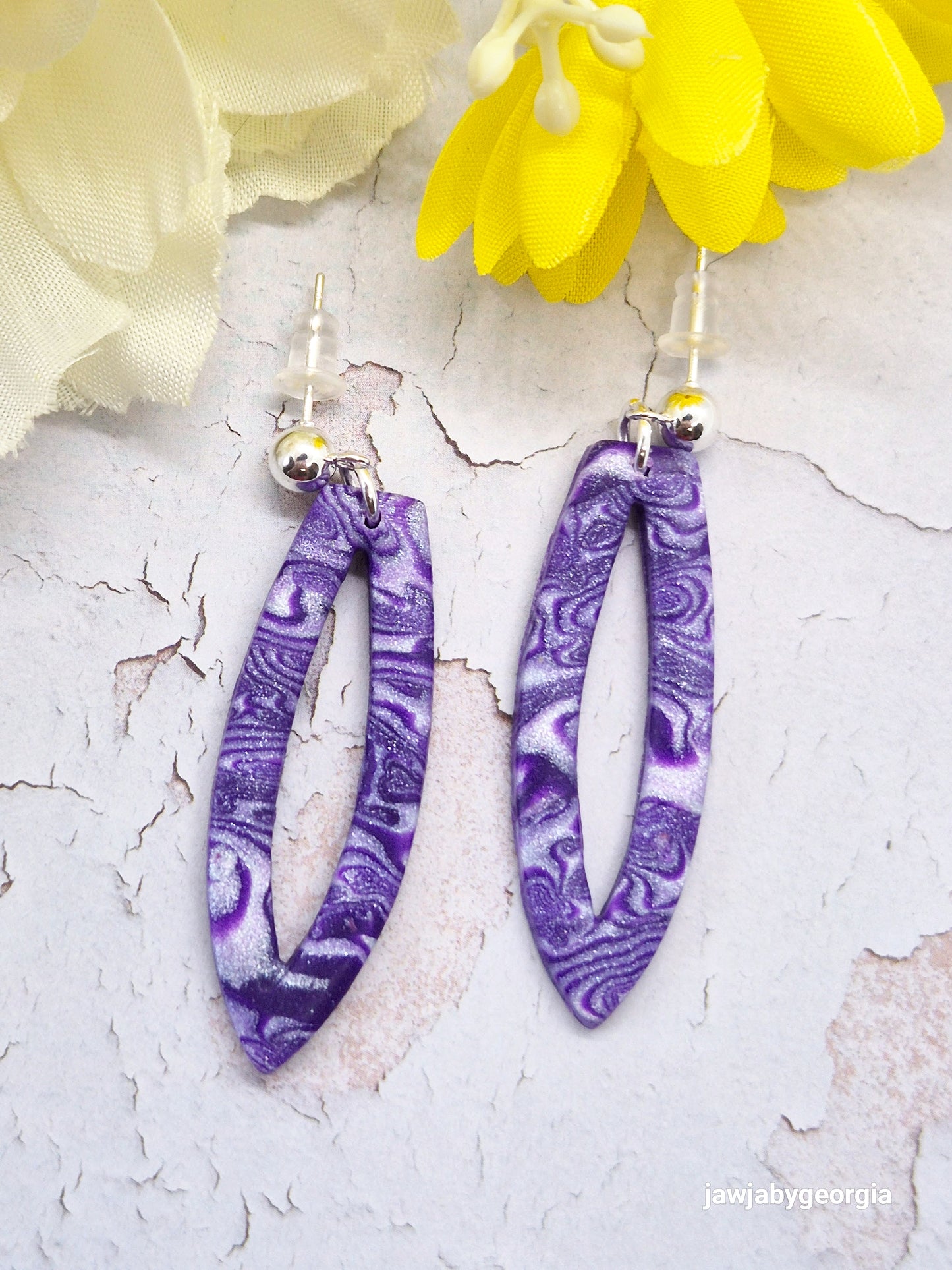 PURPLE SWIRL POLYMER CLAY EARRINGS