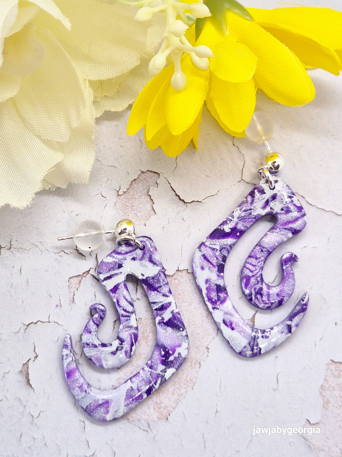 PURPLE SWIRL POLYMER CLAY EARRINGS