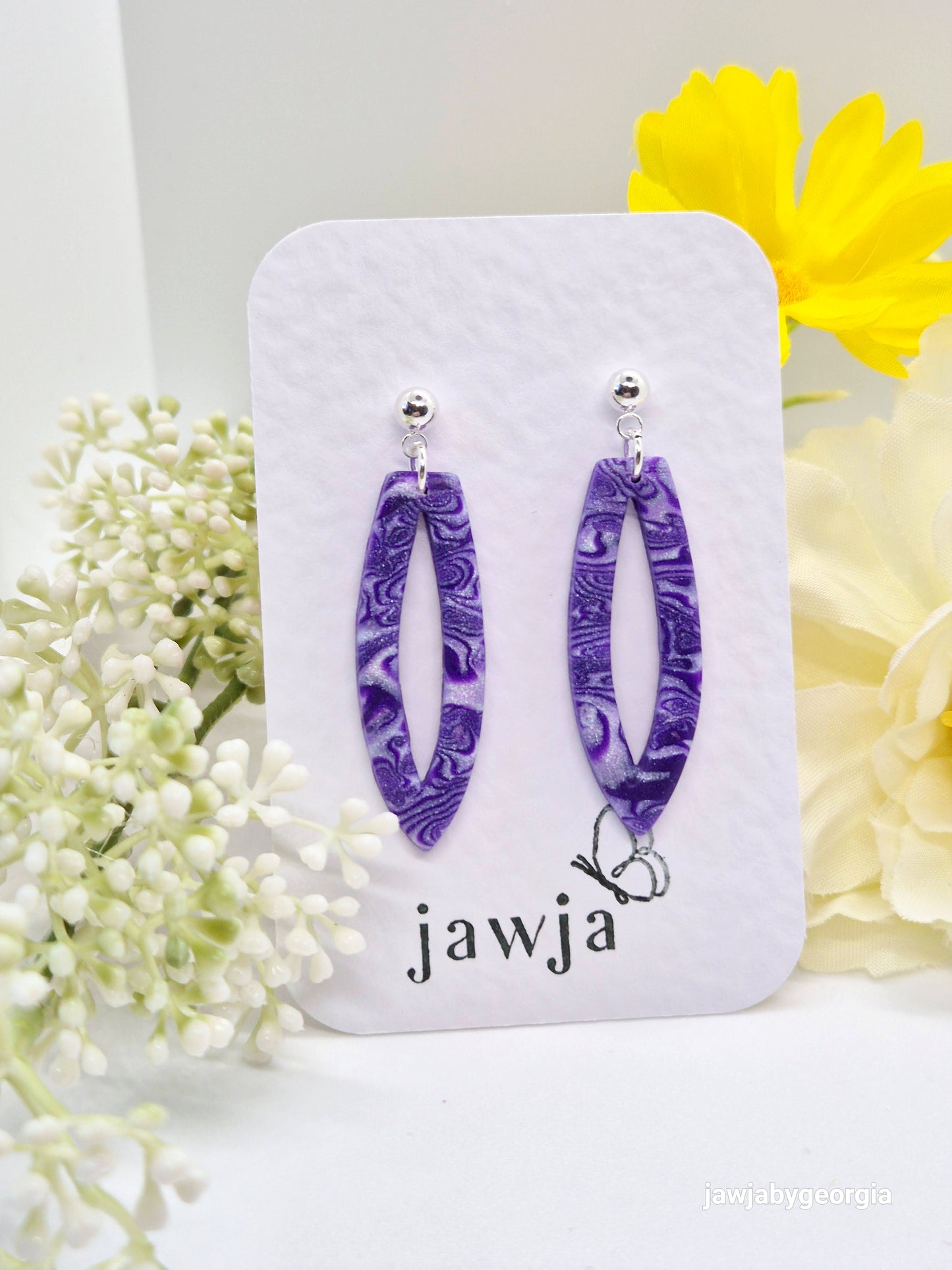 PURPLE SWIRL POLYMER CLAY EARRINGS