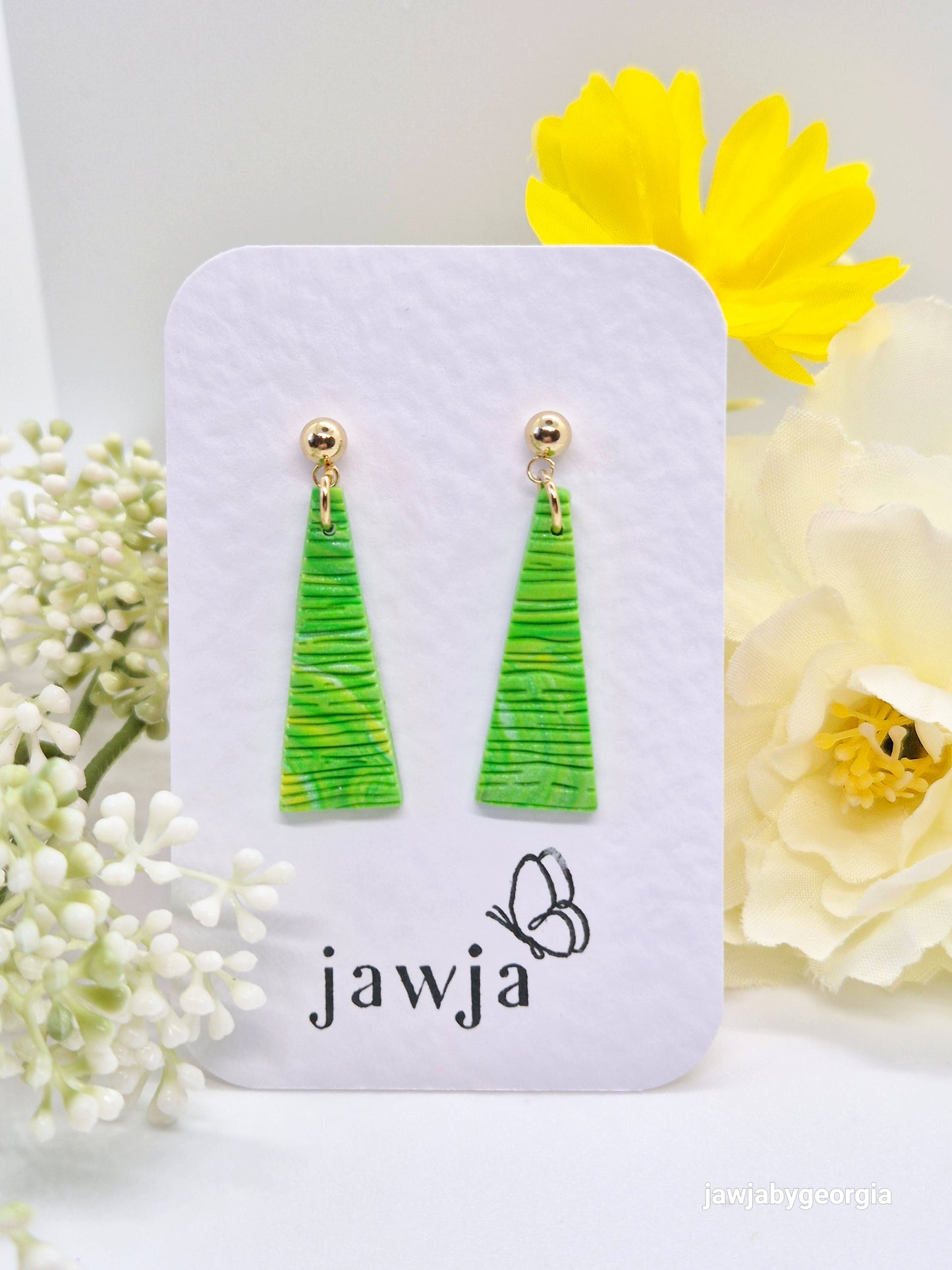VIBRANT GREEN TEXTURED POLYMER CLAY EARRINGS