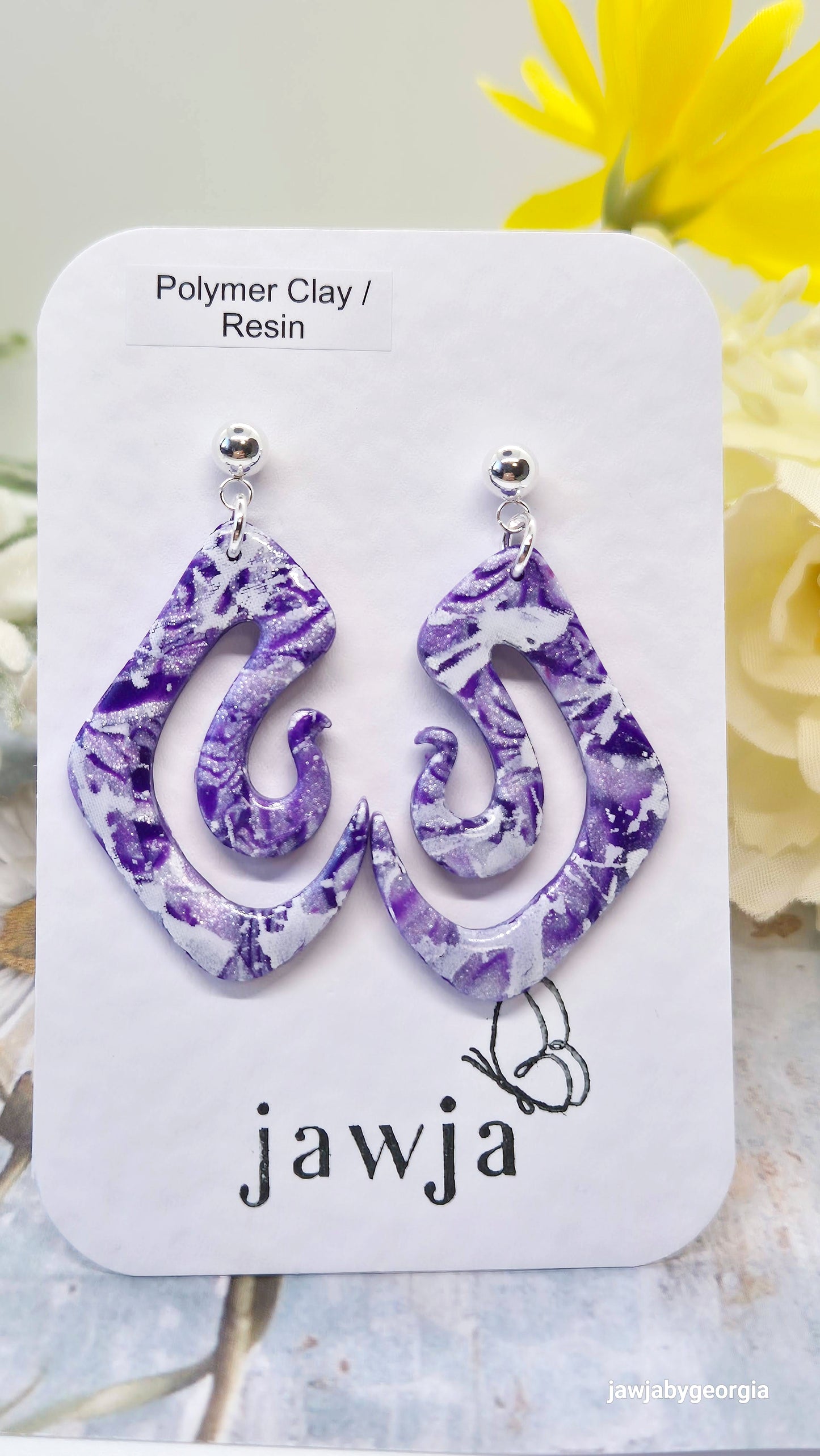 PURPLE SWIRL POLYMER CLAY EARRINGS