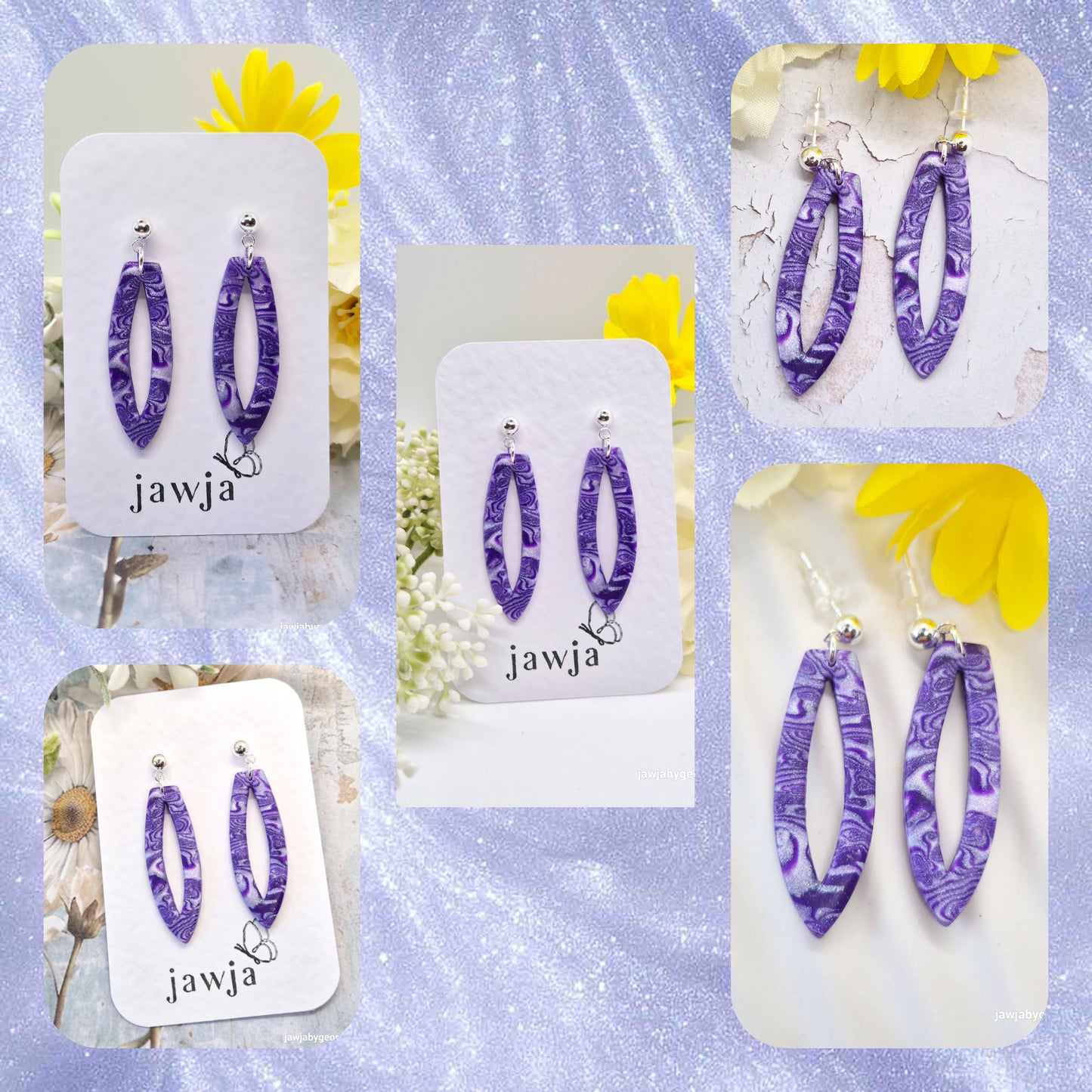 PURPLE SWIRL POLYMER CLAY EARRINGS