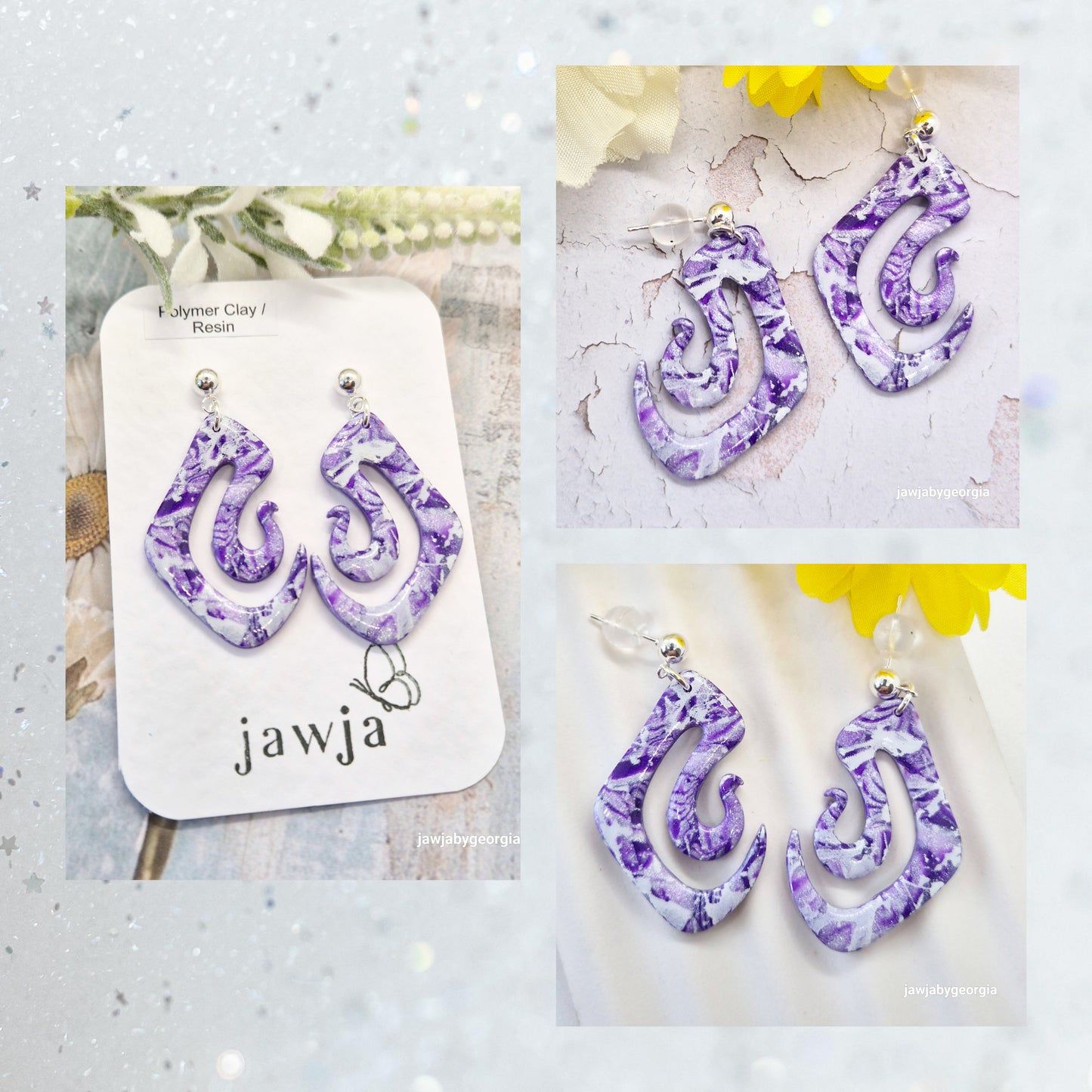 PURPLE SWIRL POLYMER CLAY EARRINGS