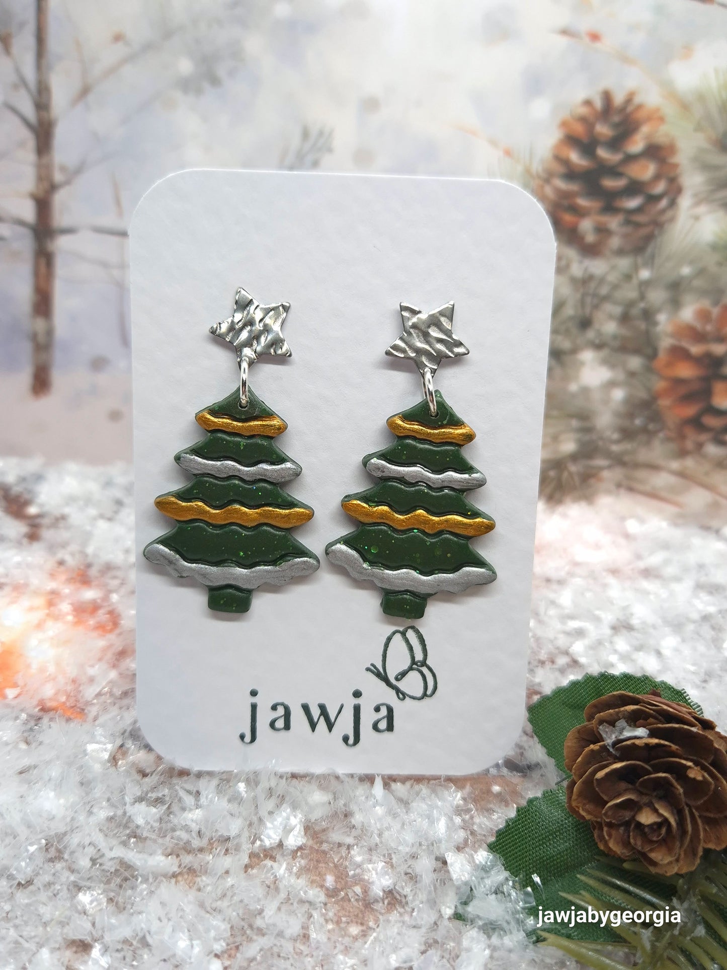 CHRISTMAS TREE POLYMER CLAY EARRINGS