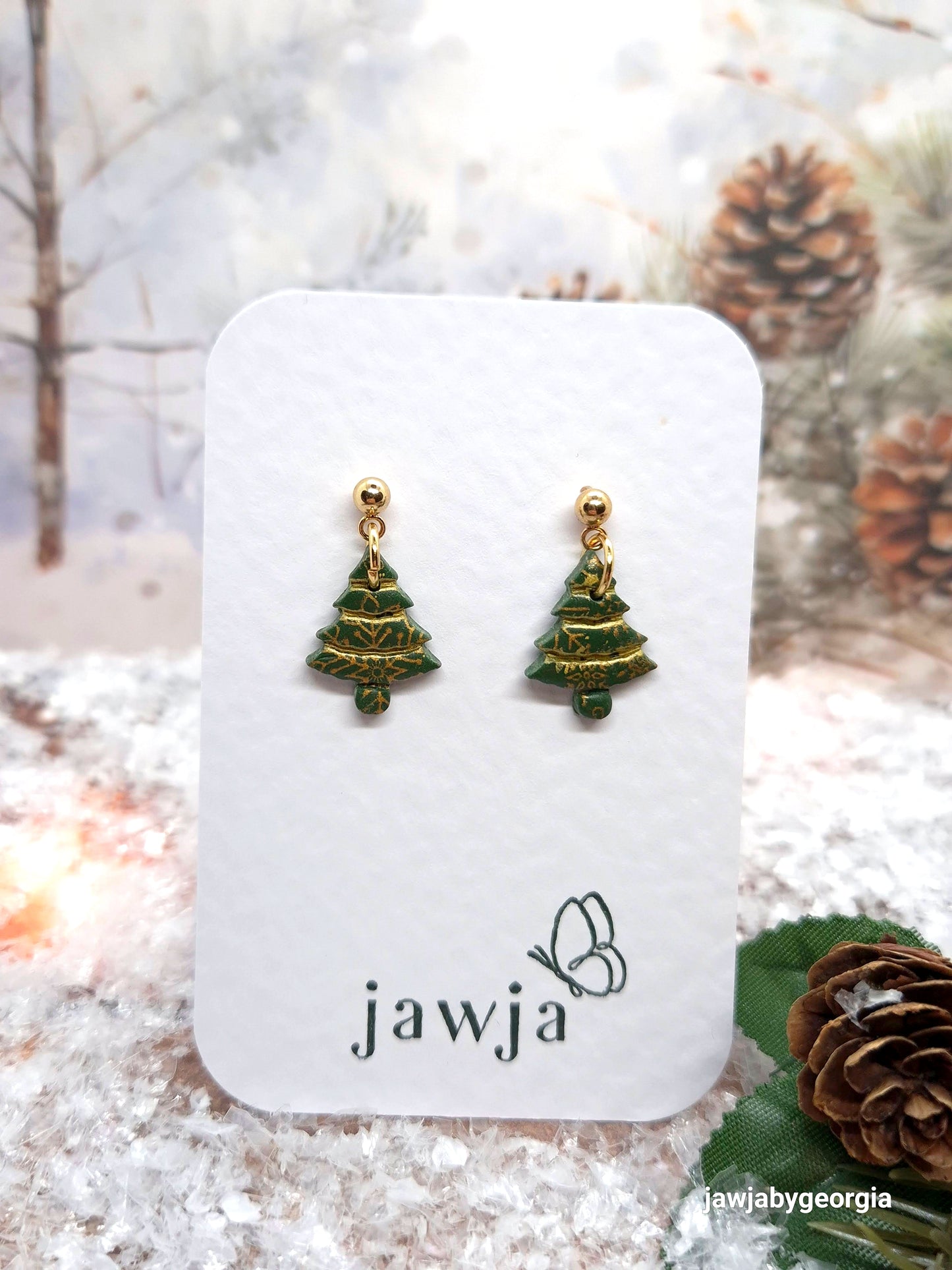 CHRISTMAS TREE POLYMER CLAY EARRINGS