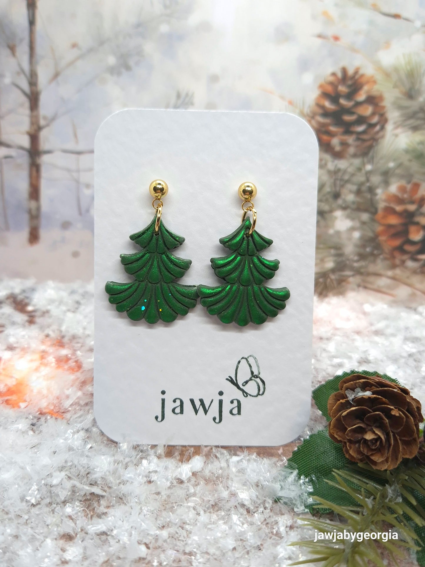 GREEN CHRISTMAS TREE POLYMER CLAY EARRINGS