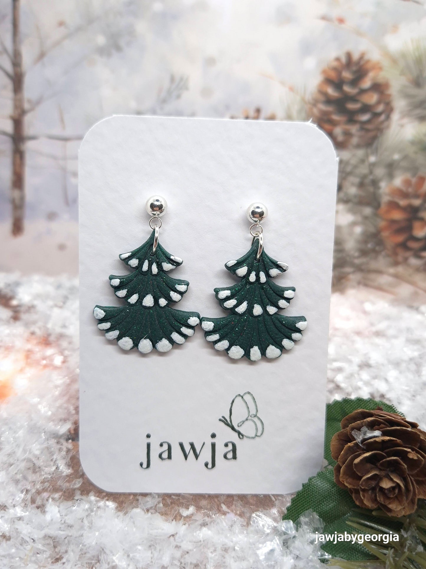 CHRISTMAS TREE POLYMER CLAY EARRINGS