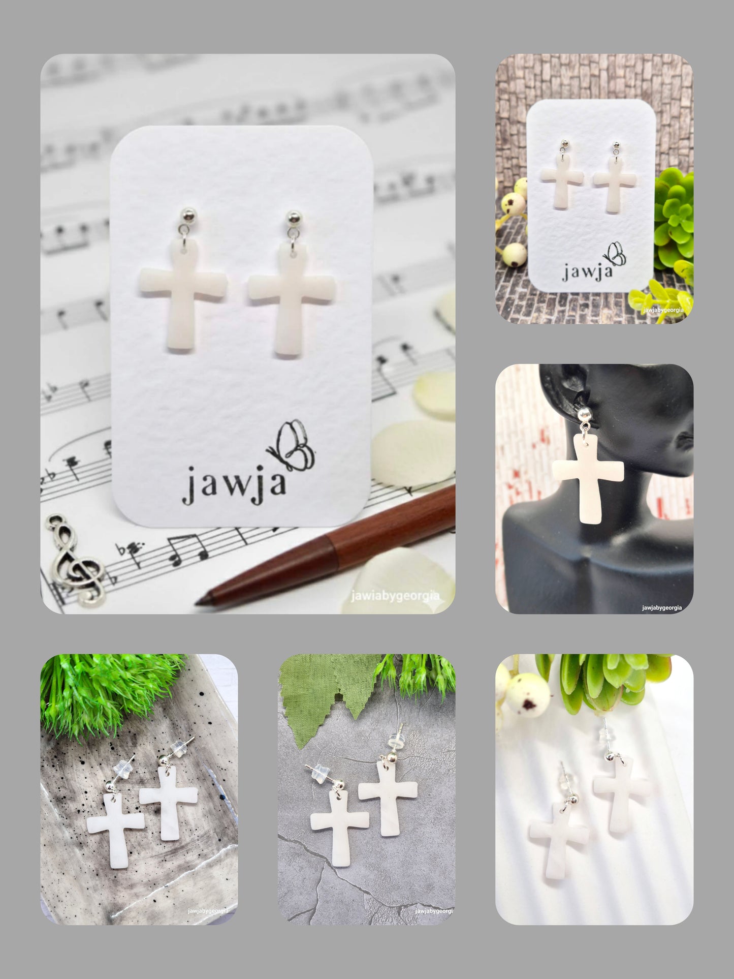 FROSTED WHITE CROSS POLYMER CLAY
