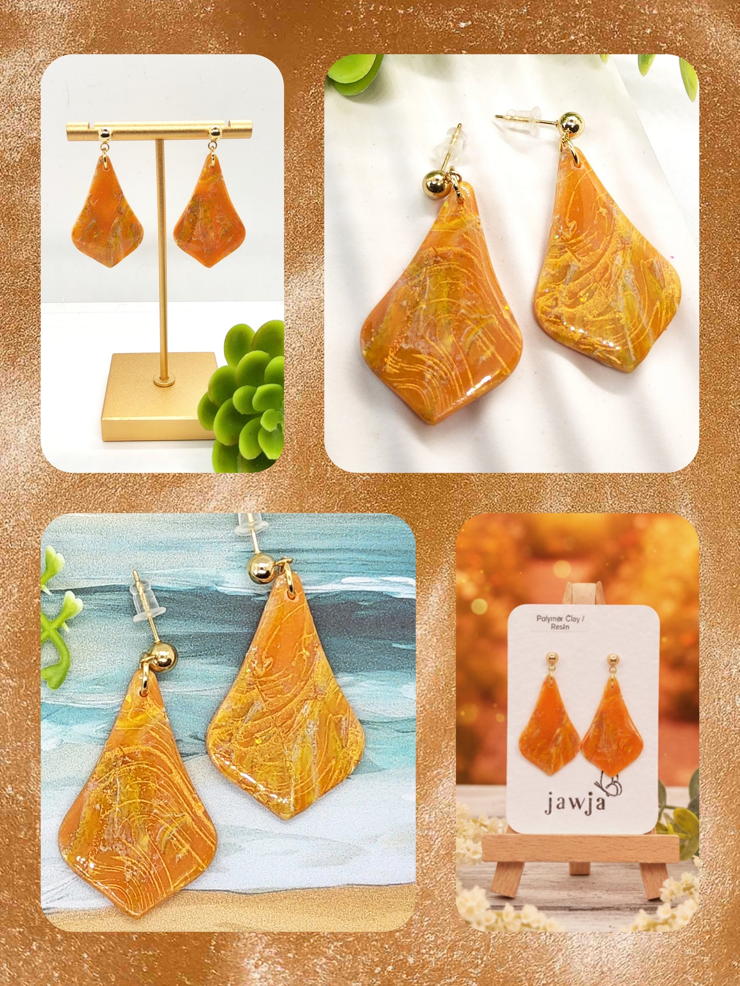 GOLDEN SUNSET POLYMER CLAY EARRINGS
