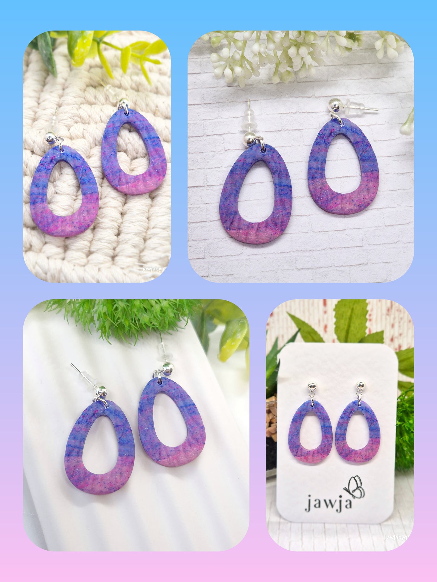 PINK OMBRE POLYMER CLAY EARRINGS