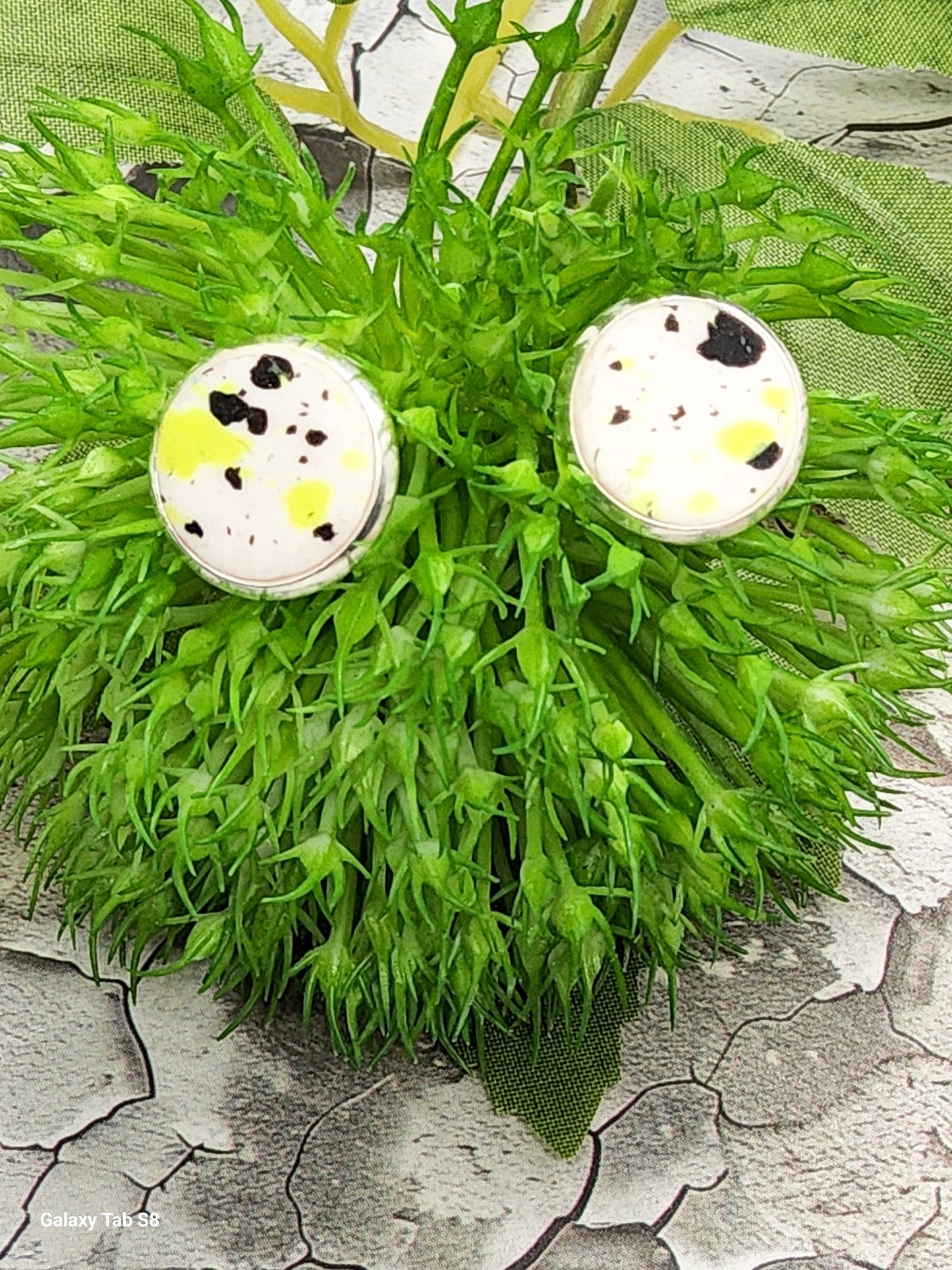 LIME FLECK POLYMER CLAY STUD EARRINGS