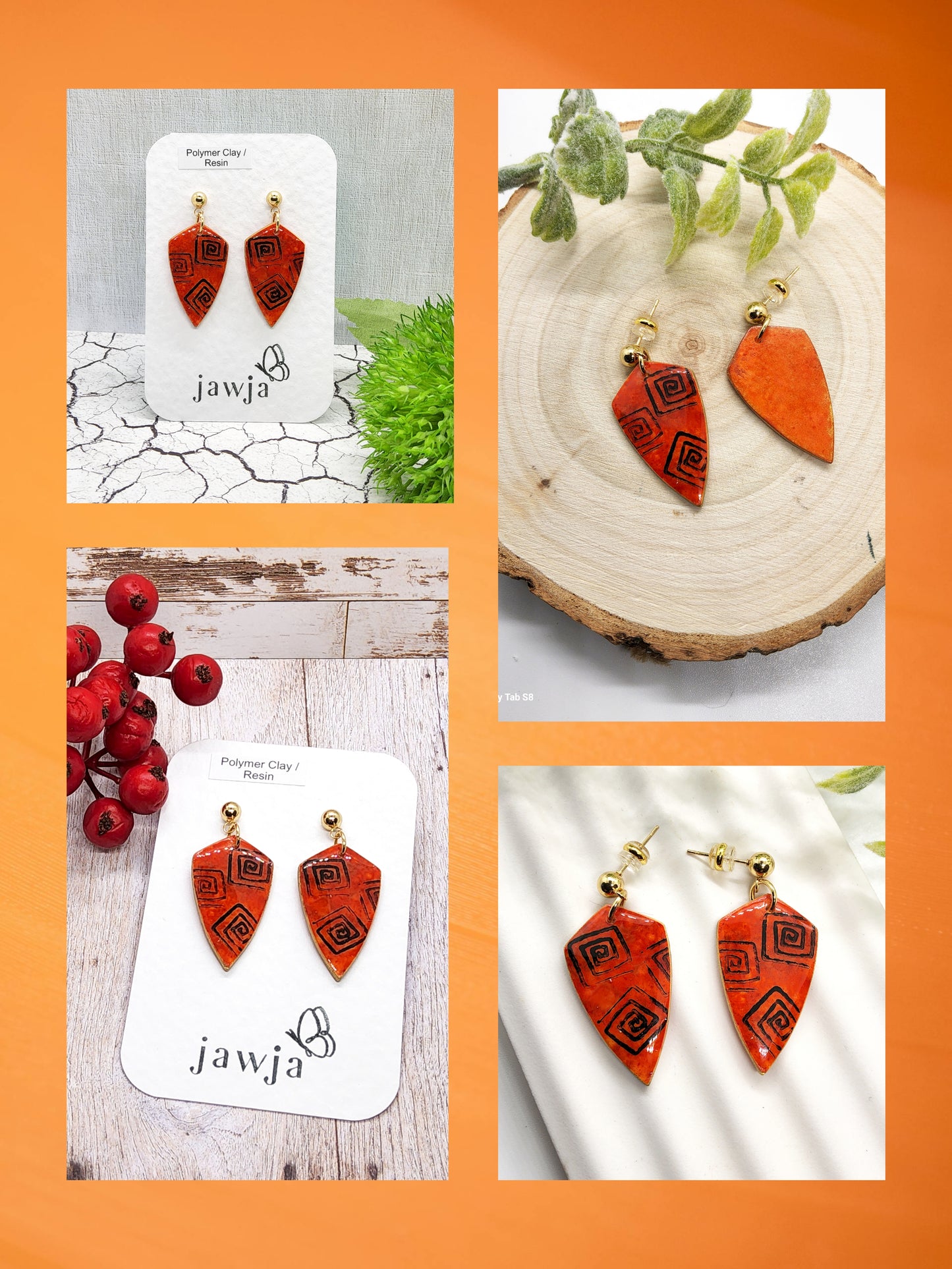 EARTHY GEOMETRIC SPIRAL POLYMER CLAY EARRINGS