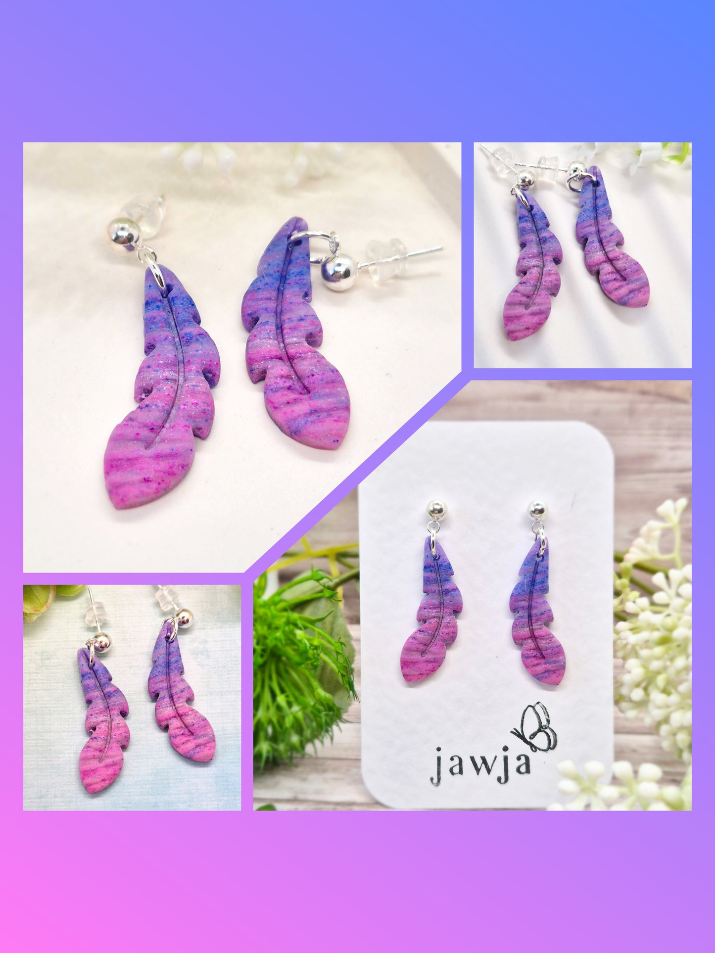 OMBRE FEATHER POLYMER CLAY EARRINGS