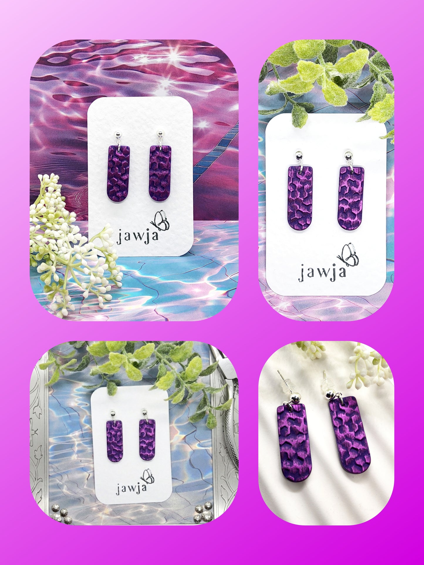 ELECTRIC PURPLE POLYMER CLAY EARRINGS
