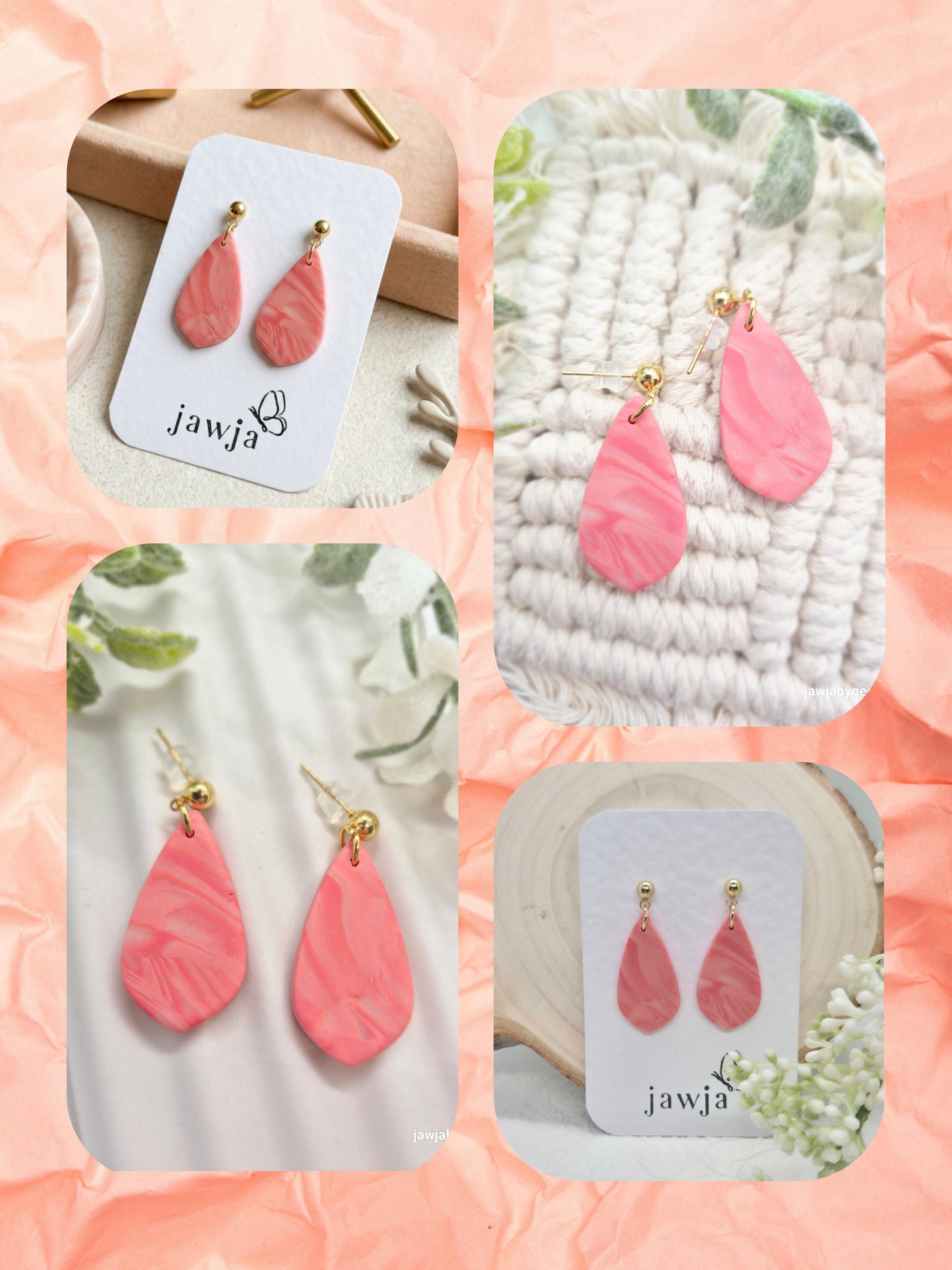 WARM CORAL POLYMER CLAY EARRINGS