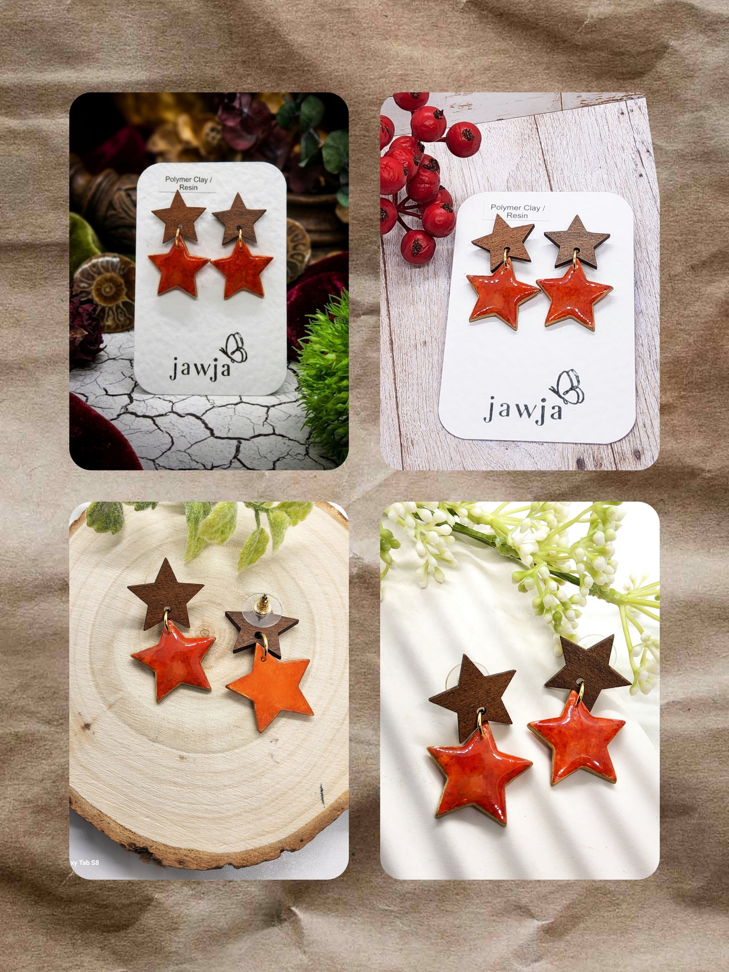 DOUBLE STAR POLYMER CLAY EARRINGS