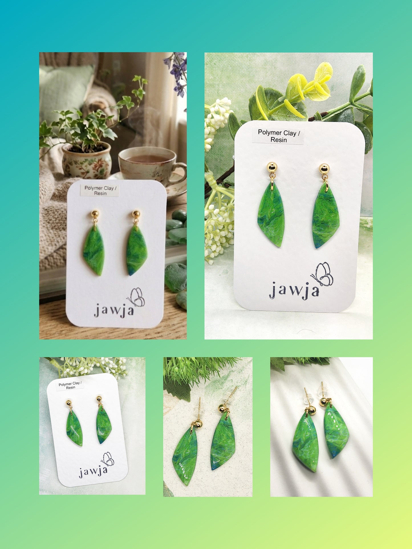 SPRING GREEN POLYMER CLAY EARRINGS