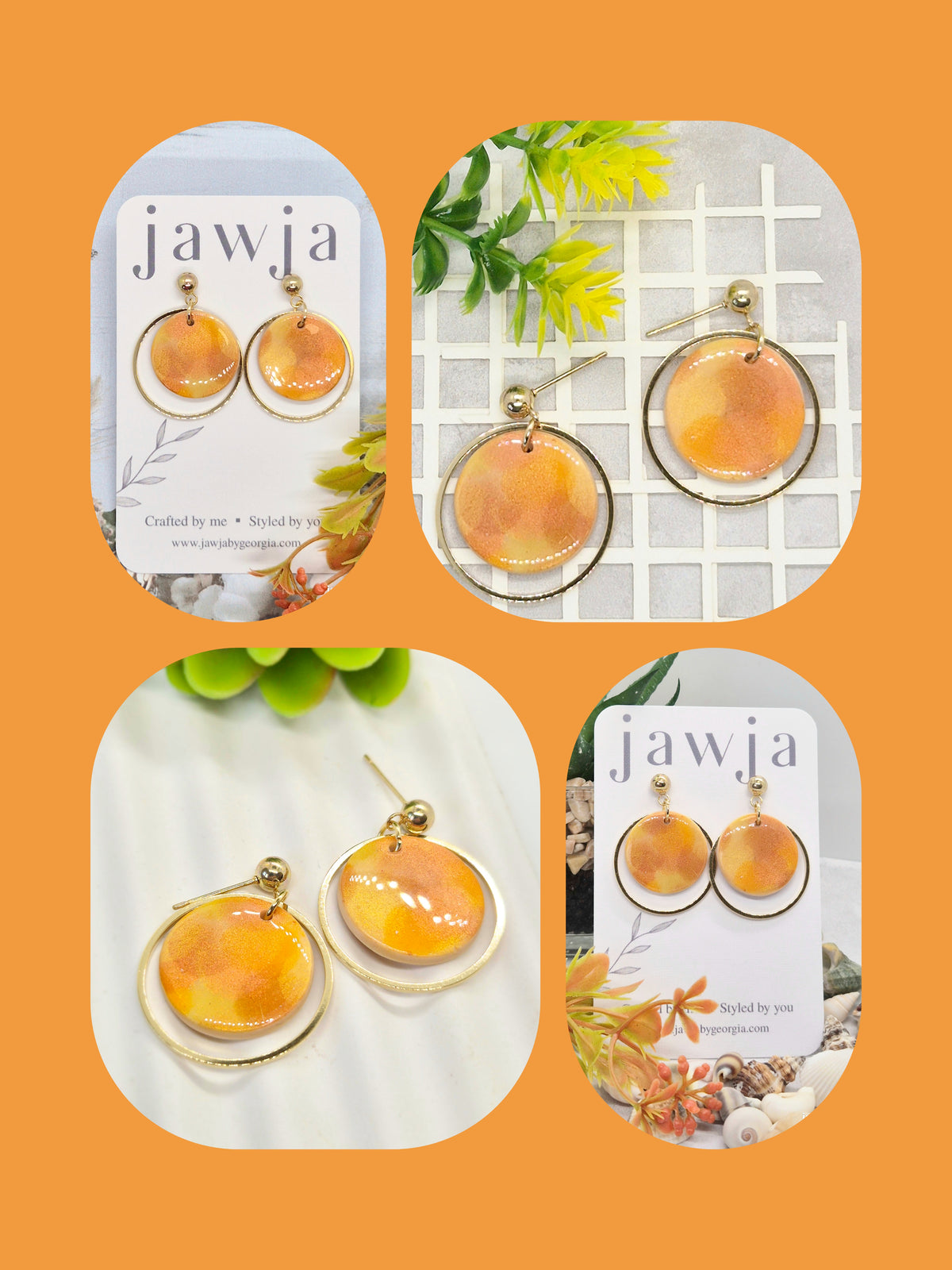 SUNSET GOLD DISC POLYMER CLAY EARRINGS