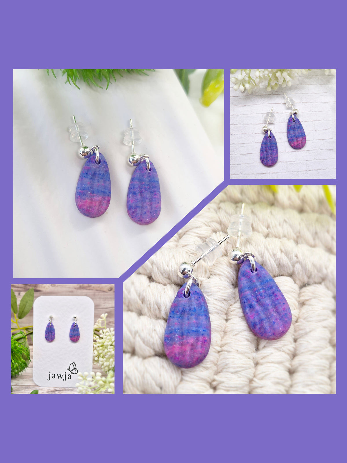 VIBRANT OMBRE TEARDROP POLYMER CLAY EARRINGS