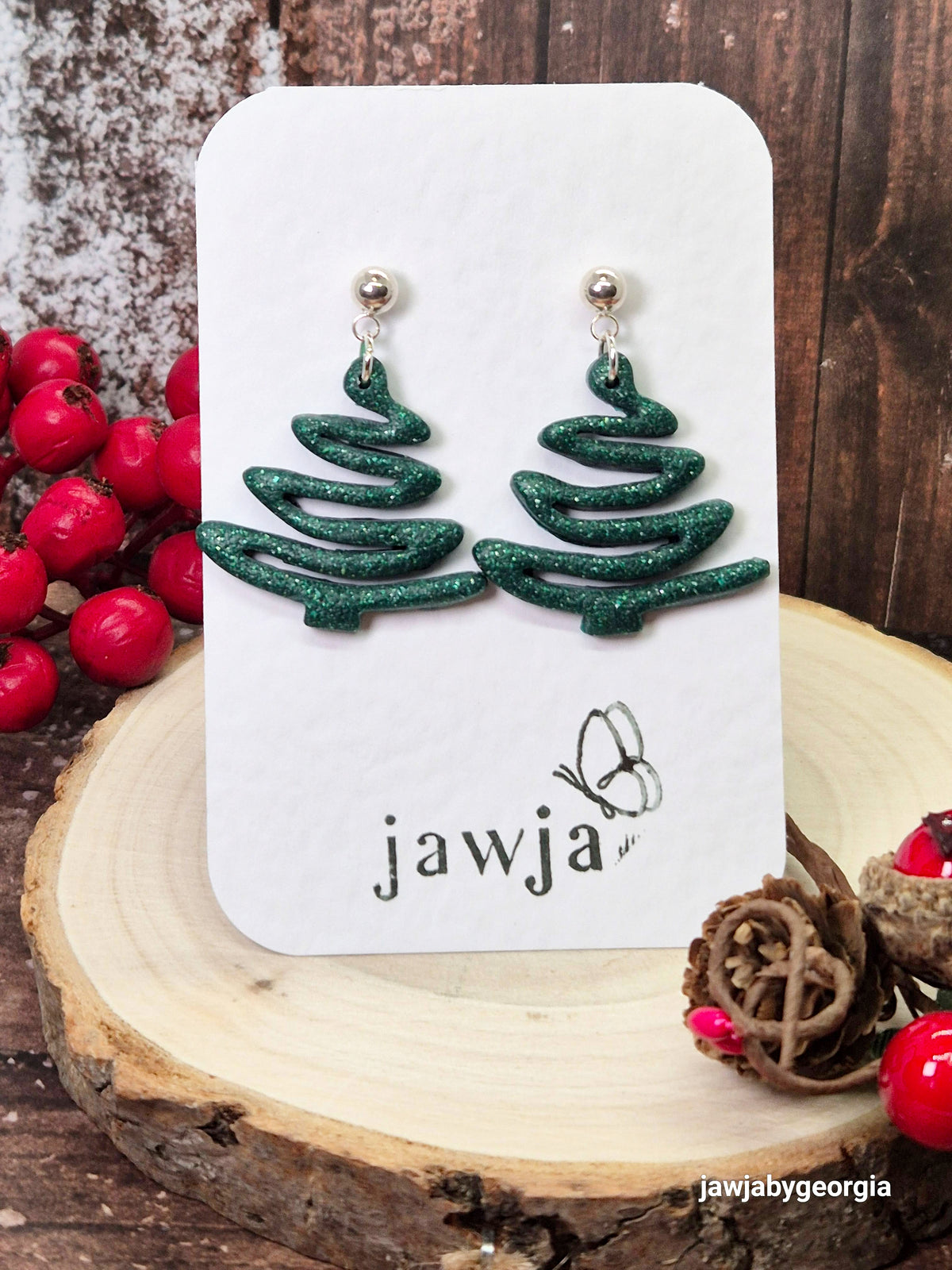 CONTEMPORARY CHRISTMAS TREE POLYMER CLAY EARRINGS