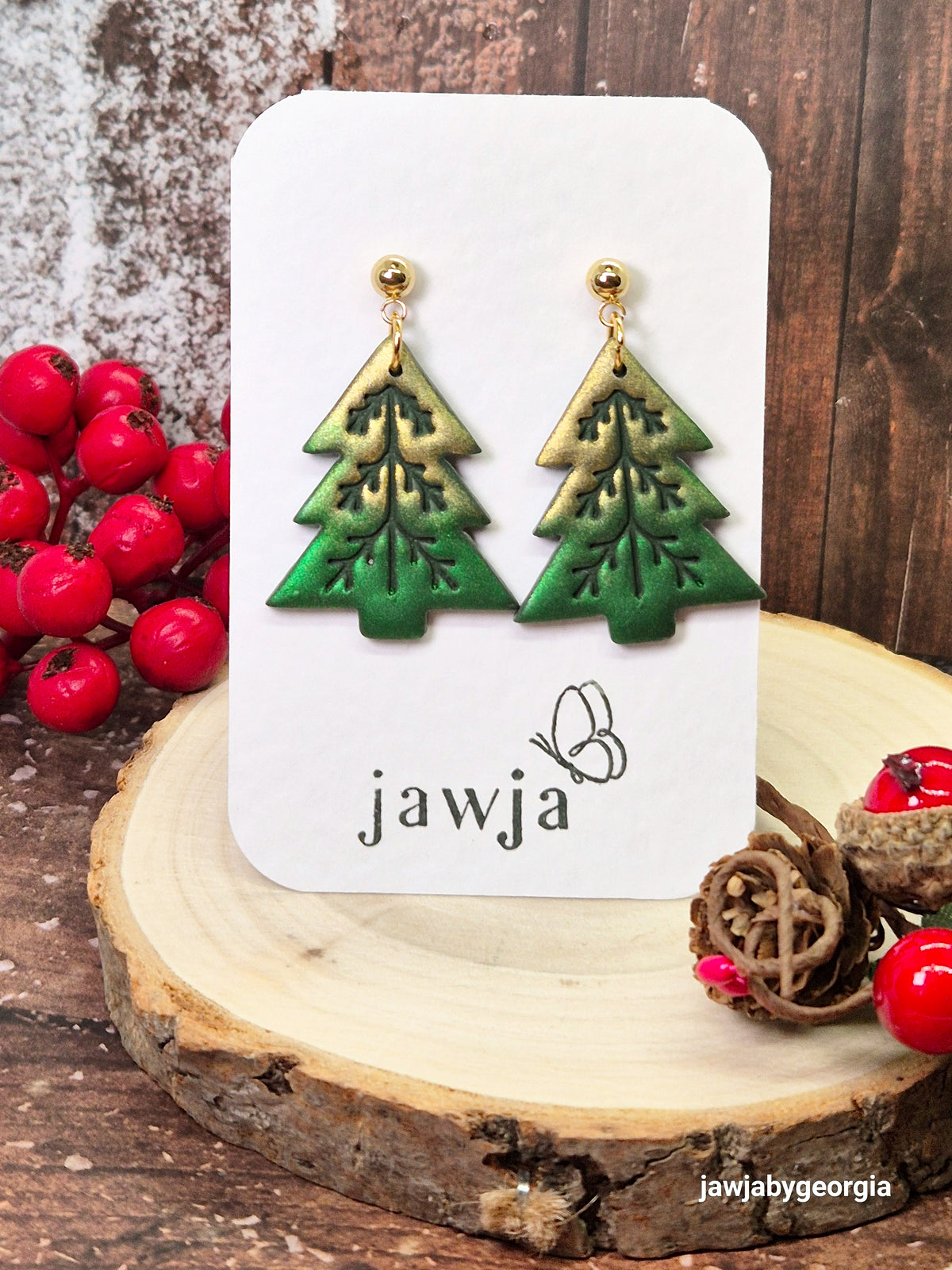 CONTEMPORARY OMBRE CHRISTMAS TREE EARRINGS