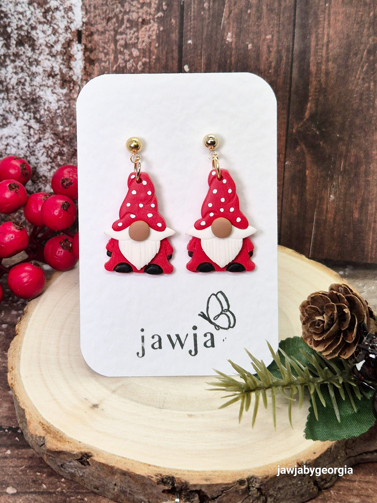 CHRISTMAS GNOME POLYMER CLAY EARRINGS (LARGE)