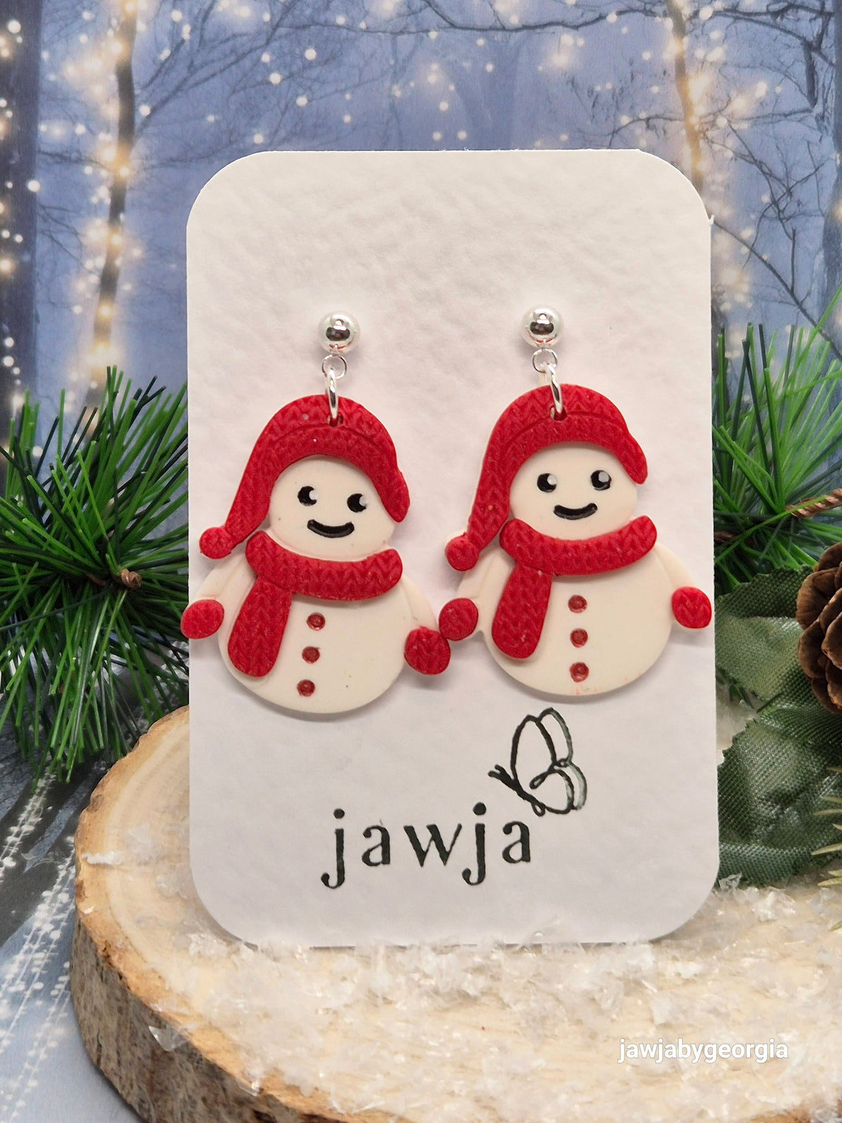 SNOWMAN WITH RED SCARF CHRISTMAS EARRINGS
