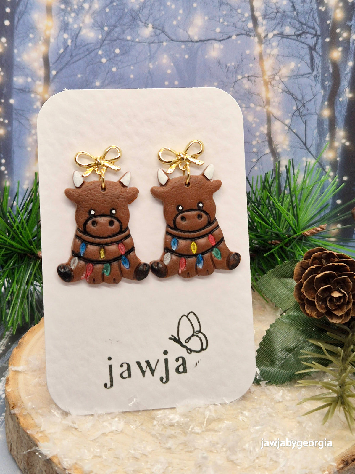 COW CHRISTMAS POLYMER CLAY EARRINGS