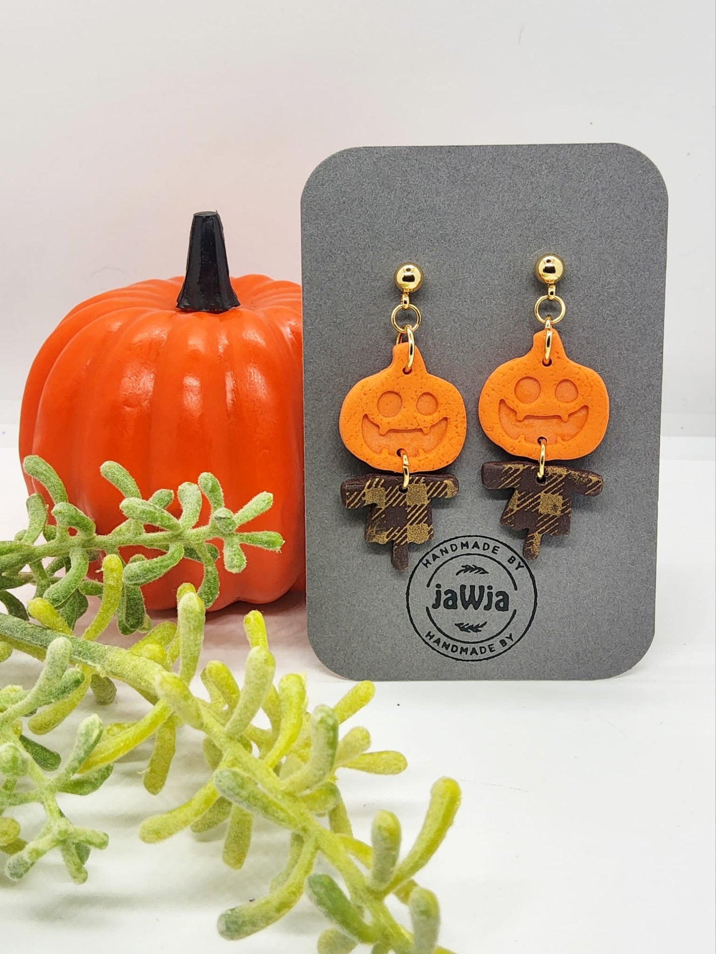 PUMPKIN HEAD HALLOWEEN POLYMER CLAY EARRINGS