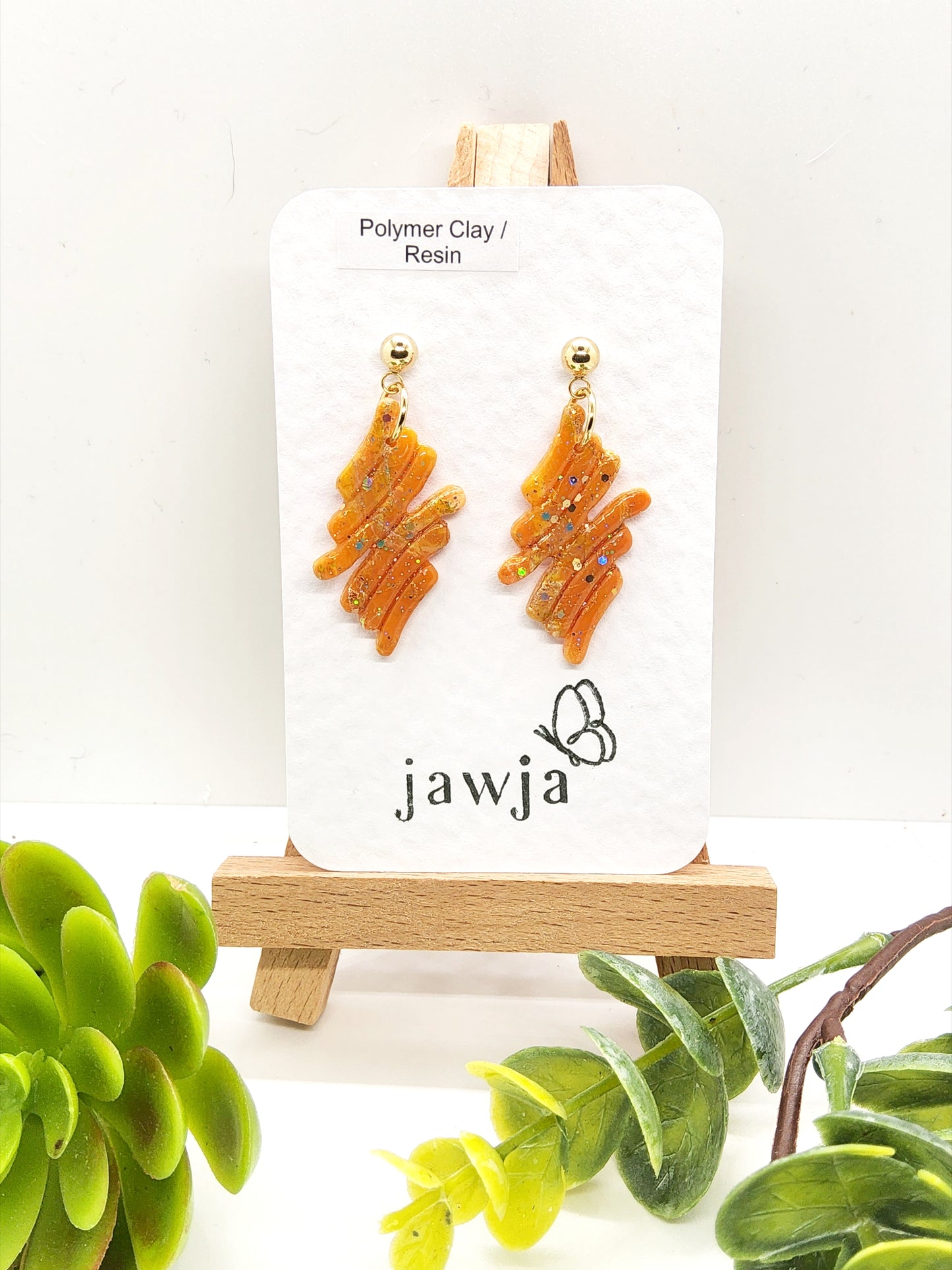 ORANGE WAVY POLYMER CLAY EARRINGS