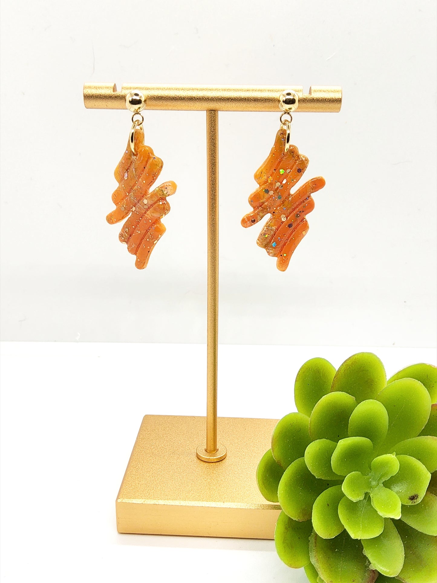 ORANGE WAVY POLYMER CLAY EARRINGS