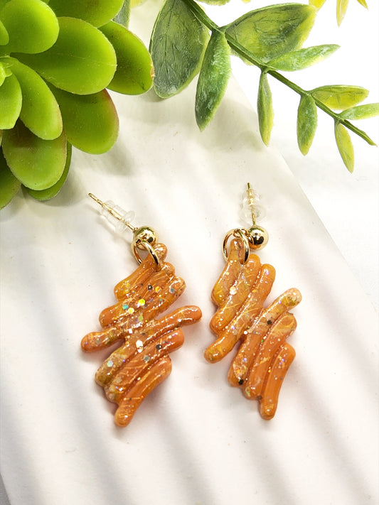 ORANGE WAVY POLYMER CLAY EARRINGS