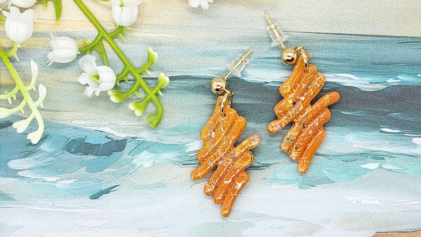 ORANGE WAVY POLYMER CLAY EARRINGS