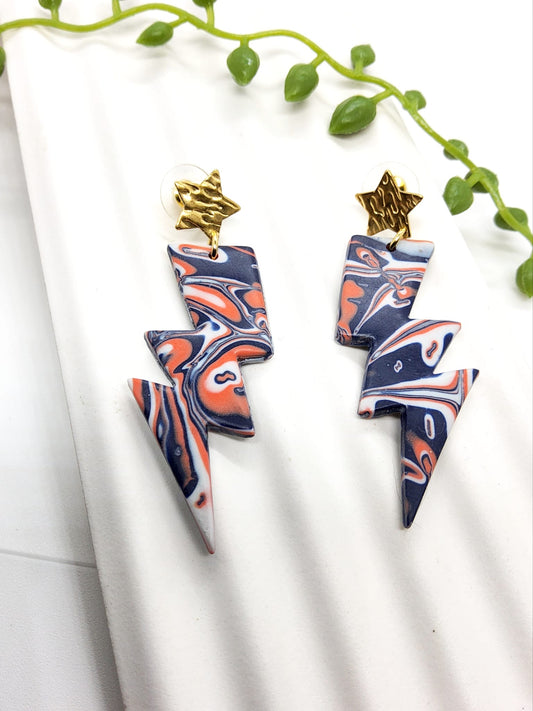 LIGHTENING SHAPE POLYMER CLAY EARRINGS