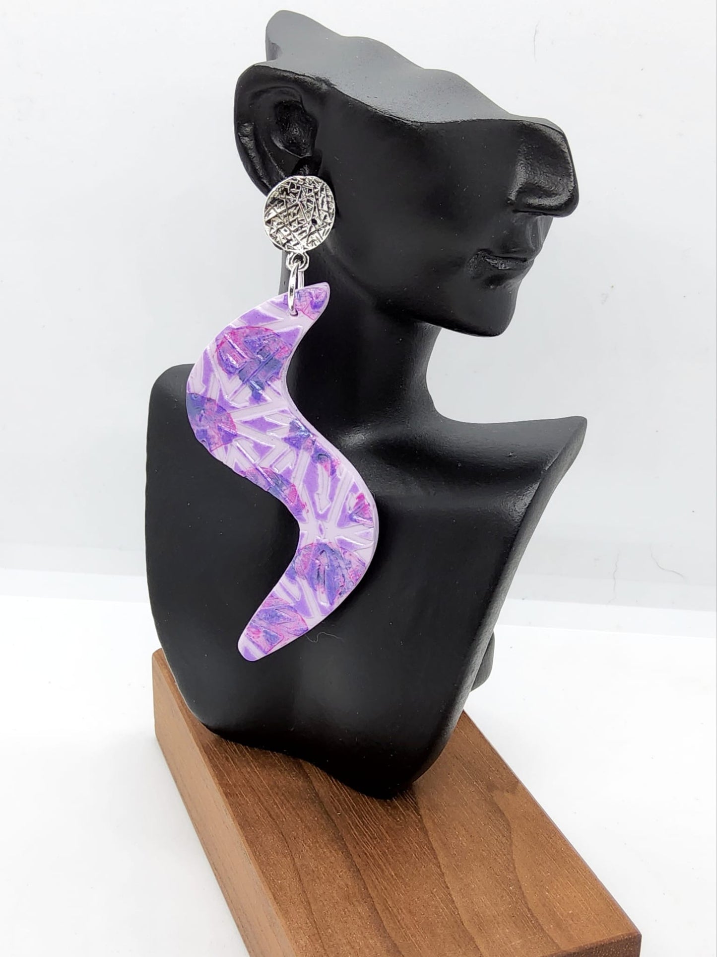 LILAC AND PURPLE STATEMENT POLYMER CLAY EARRINGS