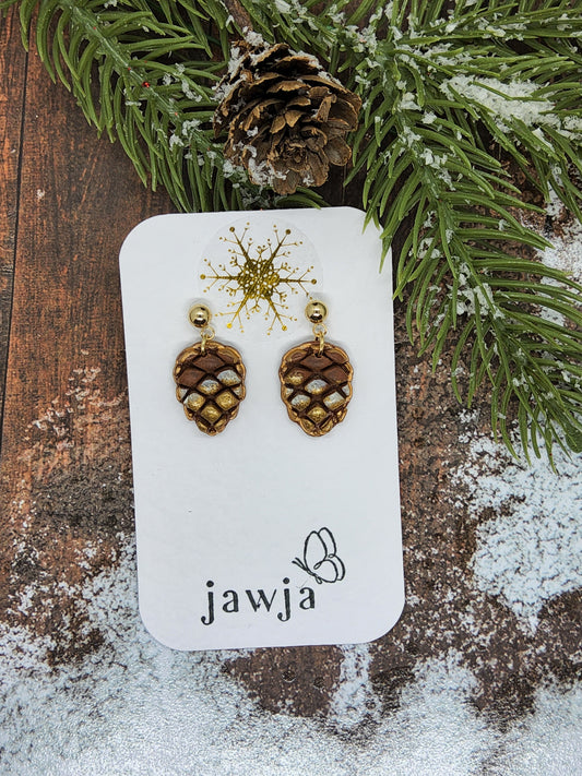 SMALL PINECONE POLYMER CLAY EARRINGS