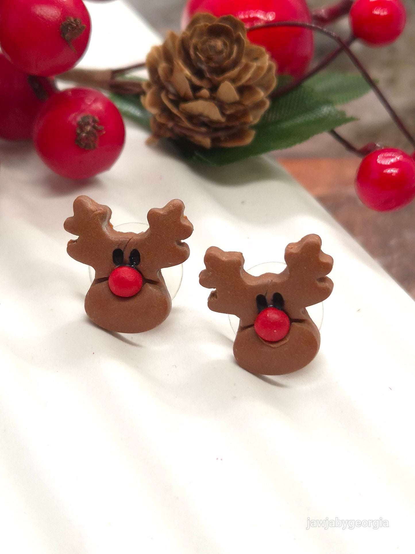 REINDEER POLYMER CLAY EARRINGS