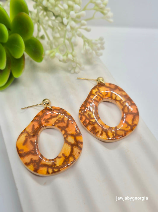 TORTOISESHELL PATTERN POLYMER CLAY EARRINGS