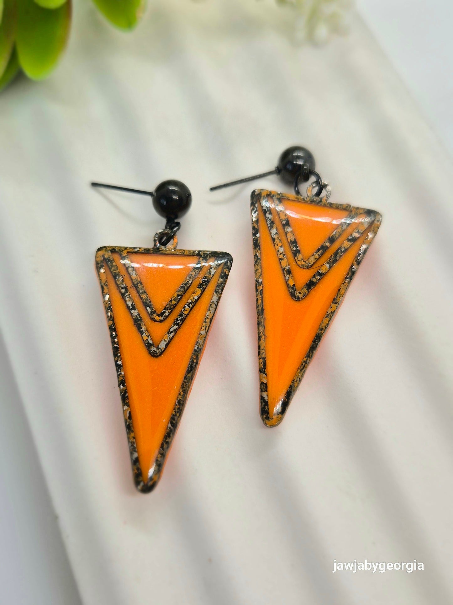 ORANGE TRIANGLE POLYMER CLAY EARRINGS