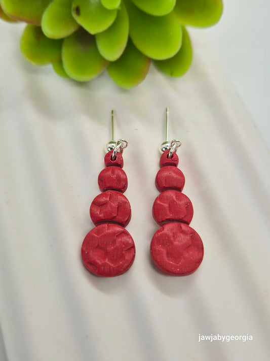 RED BAUBLE POLYMER CLAY EARRINGS