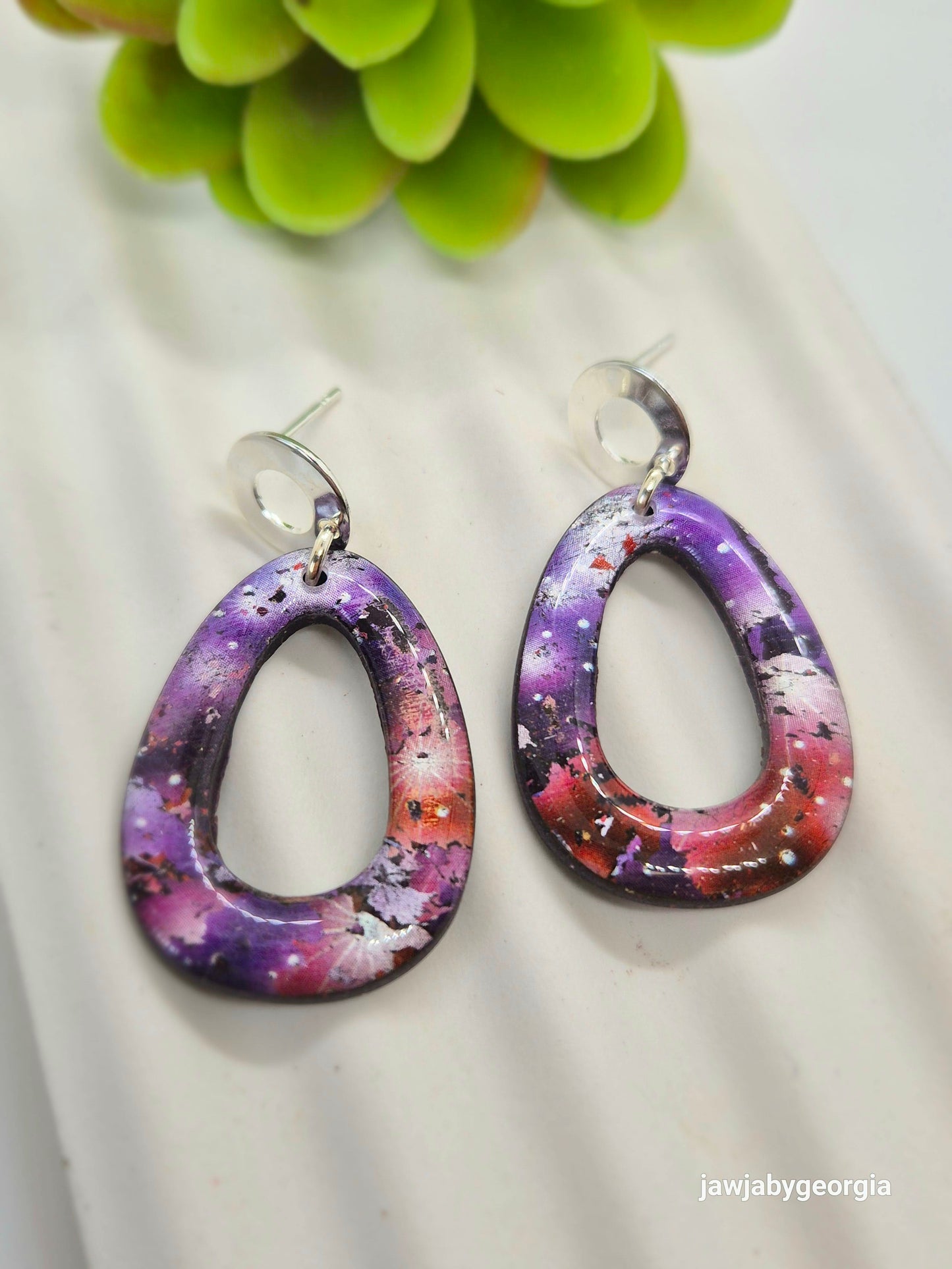 COSMIC PURPLE POLYMER CLAY EARRINGS