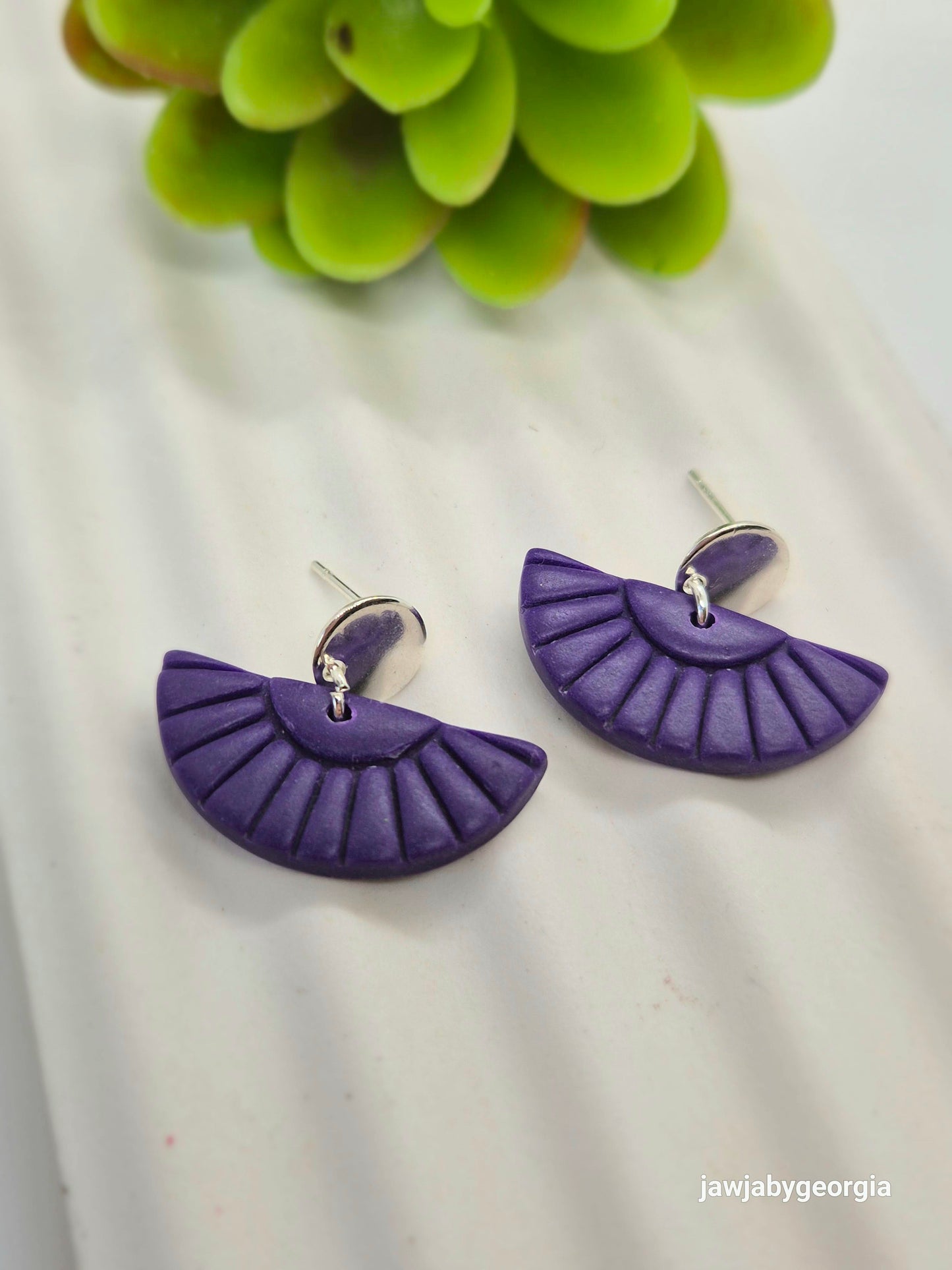 PURPLE ART DECO POLYMER CLAY EARRINGS