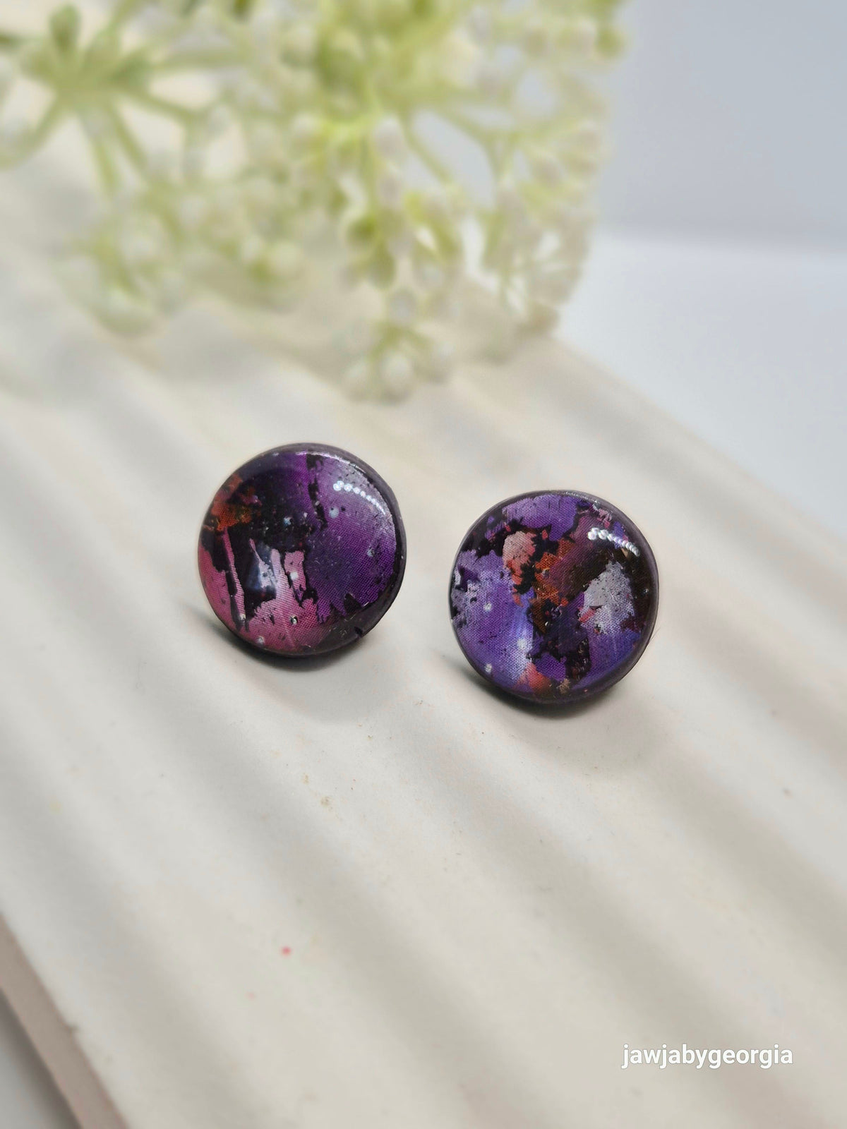 GALAXY POLYMER CLAY STUD EARRINGS