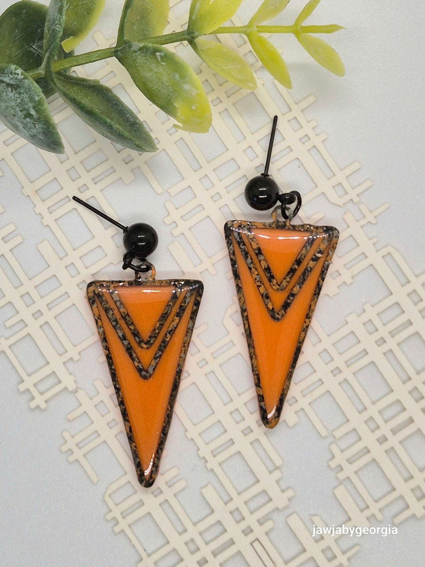 ORANGE TRIANGLE POLYMER CLAY EARRINGS