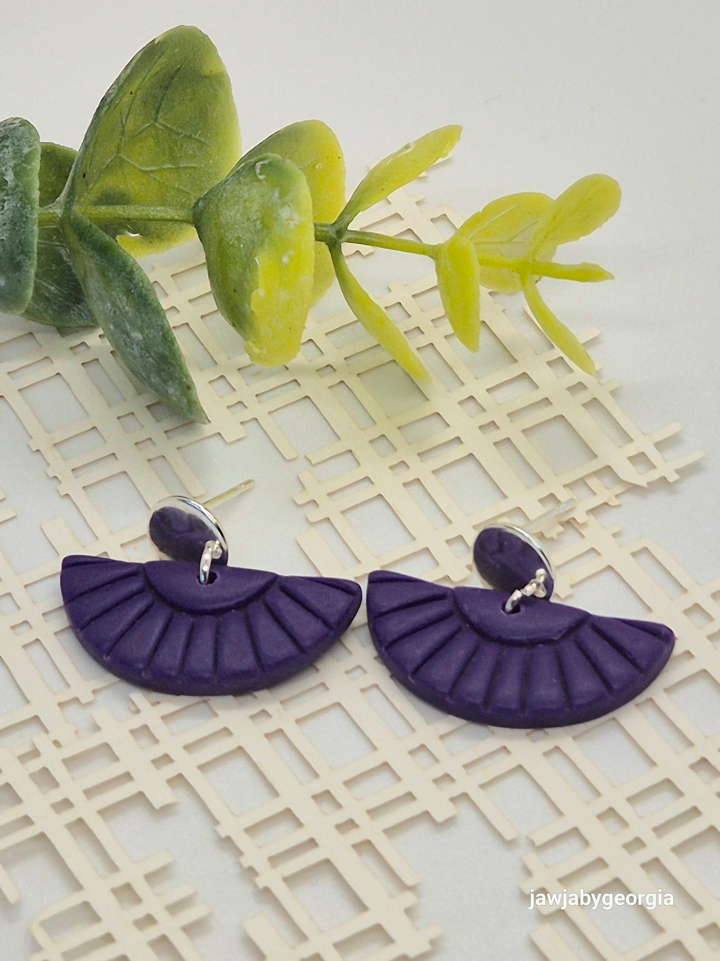 PURPLE ART DECO POLYMER CLAY EARRINGS