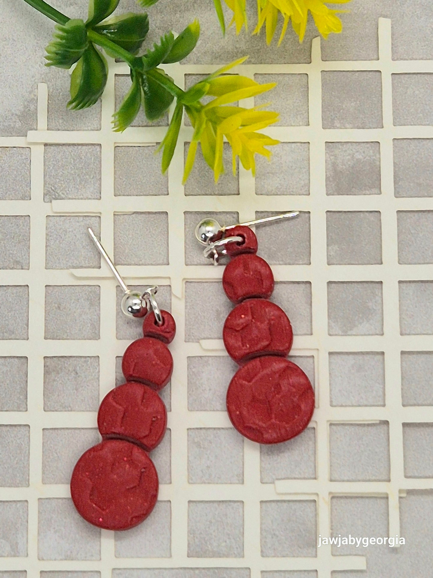 RED BAUBLE POLYMER CLAY EARRINGS