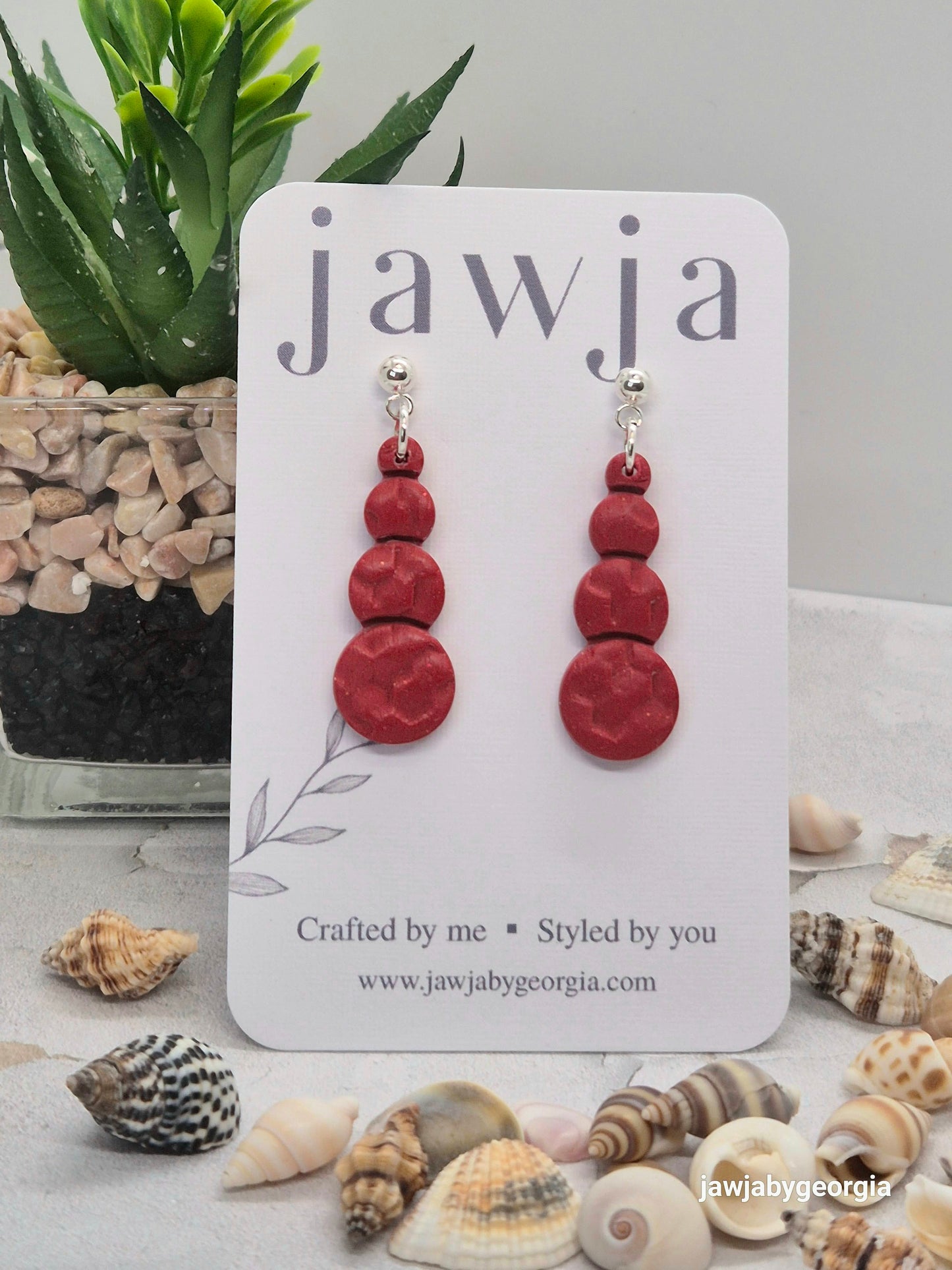 RED BAUBLE POLYMER CLAY EARRINGS