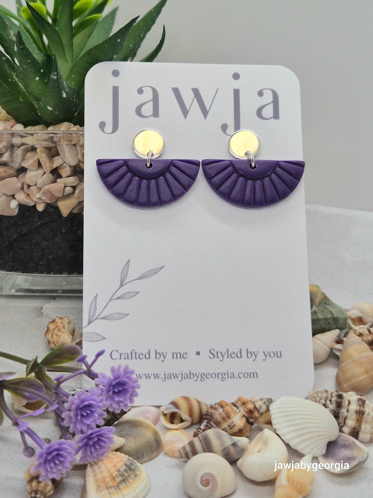 PURPLE ART DECO POLYMER CLAY EARRINGS