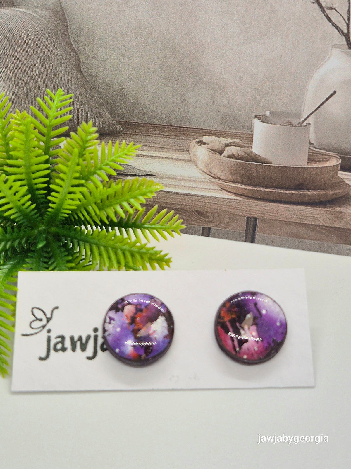 GALAXY POLYMER CLAY STUD EARRINGS