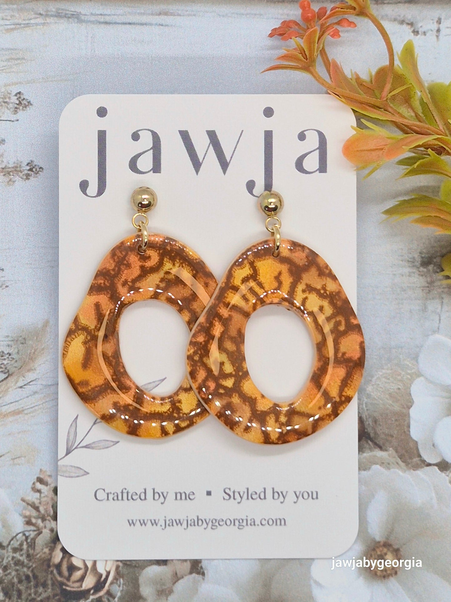 TORTOISESHELL PATTERN POLYMER CLAY EARRINGS